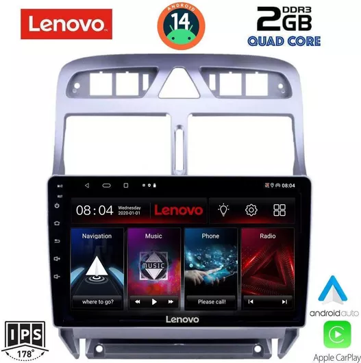 Ηχοσύστημα Αυτοκινήτου Lenovo για Peugeot 307 2001-2008 Bluetooth/USB/AUX/WiFi/GPS/Apple-Carplay/Android-Auto με Οθόνη Αφής 9"