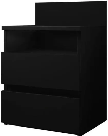 Κομοδίνο Polihome Juniper Plus με 2 Συρτάρια 40x32x58cm Μαύρο