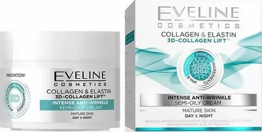 Κρέμα Προσώπου Eveline 3D Collagen & Elastin για Ενυδάτωση & Αντιγήρανση με Υαλουρονικό Οξύ & Κολλαγόνο 50ml