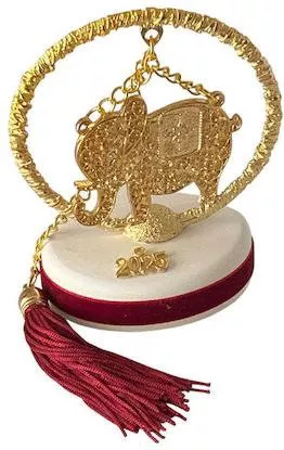 Χειροποίητo Γούρι 2025 ArtFull Hand 252018 Μεταλλικό Ελεφαντάκι Boho σε Σφυρήλατο Κύκλο 11cm