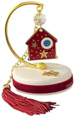 Χειροποίητo Γούρι 2025 ArtFull Hand 252051 Β.Μισοφέγγαρο & Σπιτάκι με Μάτι 10cm