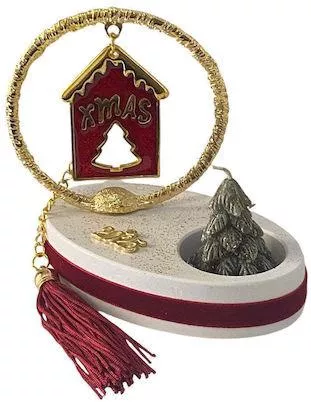 Χειροποίητo Γούρι 2025 ArtFull Hand 252056 Σφυρήλατος Κύκλος & Σπιτάκι σε Τ. Πέτρα με Ρεσώ Δεντράκι 10cm