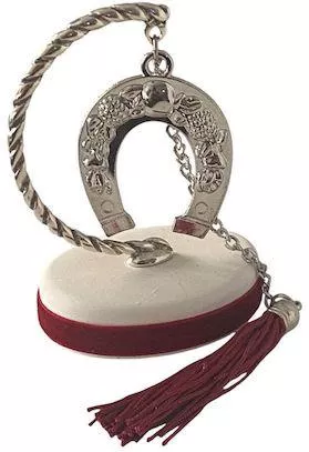 Χειροποίητo Γούρι 2025 ArtFull Hand 252096 Β.Μισοφέγγαρο & Πέταλο με Παράσταση 10cm Ασημί