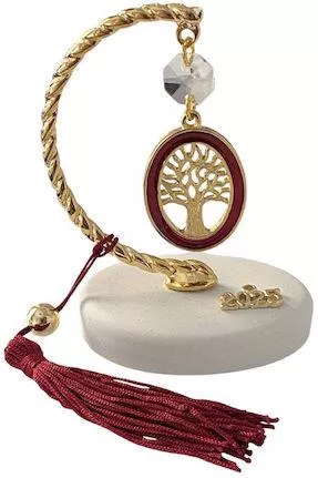 Χειροποίητo Γούρι 2025 ArtFull Hand 252122 Επιτραπέζιο Μισοφέγγαρο Μεταλλικό & Δέντρο σε Κάδρο Σμάλτο με Κρυσταλλάκι 10cm