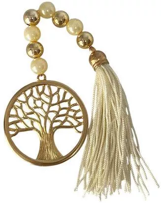 Χειροποίητo Γούρι 2025 ArtFull Hand 253016 Μπεγλέρι Χάντρα & Δέντρο σε Κύκλο 19cm Εκρού/Χρυσό