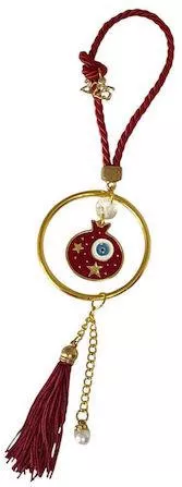 Χειροποίητo Γούρι 2025 ArtFull Hand 253035 Μεταλλικός Κύκλος & Ρόδι με Σμάλτο & Ματάκι 30cm