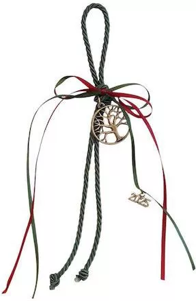 Χειροποίητo Γούρι 2025 ArtFull Hand 253097 Κρεμαστό Κορδόνι & Δέντρο Ζωής Στρογγυλό 20cm Κυπαρισσί