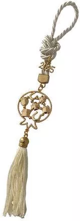 Χειροποίητo Γούρι 2025 ArtFull Hand 253104 Κρεμαστό Κορδόνι & Μέταλλο Μοτίφ Ρόδι με Παραστάσεις 22cm Ιβουάρ