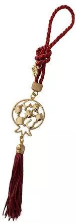 Χειροποίητo Γούρι 2025 ArtFull Hand 253105 Κρεμαστό Κορδόνι & Μέταλλο Μοτίφ Ρόδι με Παραστάσεις 22cm Μπορντό