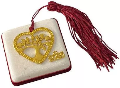 Χειροποίητo Γούρι 2025 ArtFull Hand Δέντρο σε Καρδιά σε Φυσικό Μάρμαρο 5x5x2cm