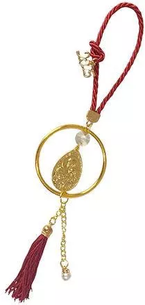 Χειροποίητo Γούρι 2025 ArtFull Hand Κορδόνι με Μεταλλικό Κύκλο & Παναγιά 30cm