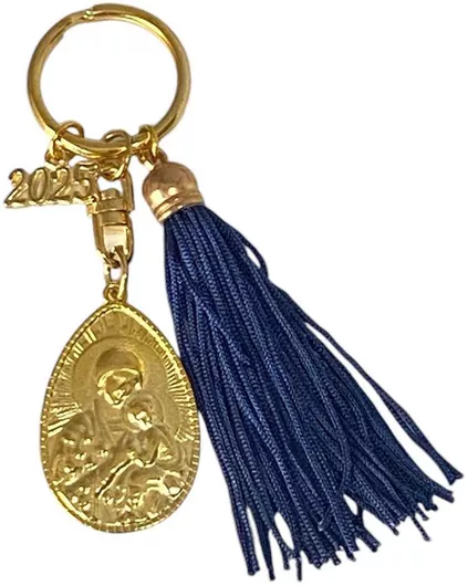 Χειροποίητο Γούρι 2025 ArtFull Hand 251018 Μπρελόκ Μοτίφ Παναγία σε Δάκρυ & Φούντα 11cm
