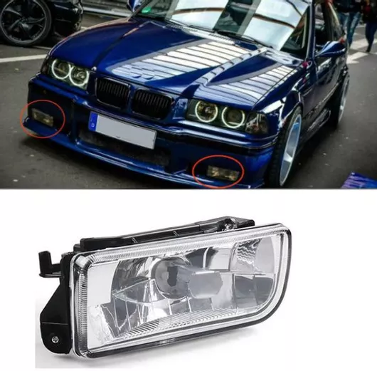 Προβολέας Αυτοκινήτου Carro Ορθογώνιος BMW Σειρά 3 / E36 με Ασημί Φωτισμό 1τμχ