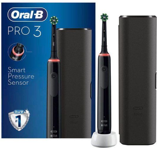 Ηλεκτρική Οδοντόβουρτσα Oral-B Pro 3 3500 Cross Action με Αισθητήρα Πίεσης Black Edition