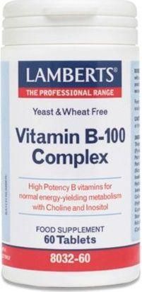 Lamberts Vitamin B-100 Complex Βιταμίνη για Ενέργεια, Ενίσχυση του Ανοσοποιητικού & το Νευρικό Σύστημα 100mg 60 Ταμπλέτες