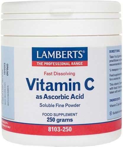 Lamberts Vitamin C as Ascorbic Acid Βιταμίνη για Ενέργεια & Ανοσοποιητικό 500mg 250gr