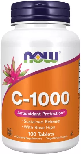 Now Foods C-1000 Sustained Release Antioxidant Protection With Rose Hips Βιταμίνη για Ενίσχυση του Ανοσοποιητικού, τo Δέρμα & Αντιοξειδωτική δράση 1000mg 100 ταμπλέτες