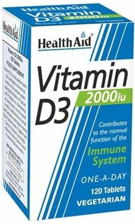 Health Aid Vitamin D3 Βιταμίνη για Ανοσοποιητικό 2000iu 120 Φυτικές Κάψουλες