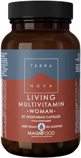TerraNova Living Multivitamin Woman Πολυβιταμίνη για Ενέργεια, Ενίσχυση του Ανοσοποιητικού & τα Μαλλιά 795mg 50 φυτικές κάψουλες