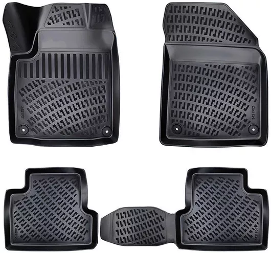 Σετ Μπροστινά & Πίσω Πατάκια Carro Τύπου Σκαφάκι 4τμχ από Λάστιχο για Jeep Cherokee Μαύρα