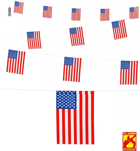 Αποκριάτικο Αξεσουάρ Widmann Διακοσμητική Γιρλάντα με Σημαίες U.S.A. 2.75m Πολύχρωμο