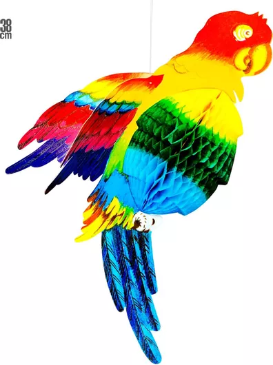 Αποκριάτικο Αξεσουάρ Widmann Διακοσμητικό Honeycomb Παπαγάλος 38cm Πολύχρωμο