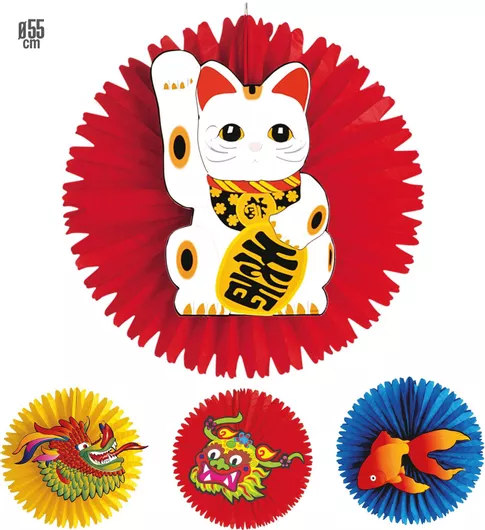 Αποκριάτικο Αξεσουάρ Widmann Διακοσμητικό Oriental Paper Fan 55cm Τυχαία Επιλογή Σχεδίου & Χρώματος