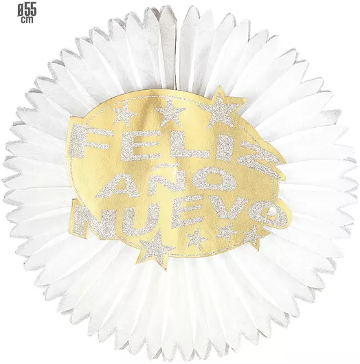 Αποκριάτικο Αξεσουάρ Widmann Διακοσμητικό Paper Fan Feliz Ano Nuevo 55cm Ασημί/Χρυσό