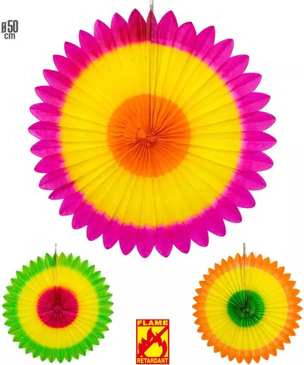 Αποκριάτικο Αξεσουάρ Widmann Διακοσμητικό Tricolor Paper Fan 50cm Τυχαία Επιλογή Σχεδίου & Χρώματος