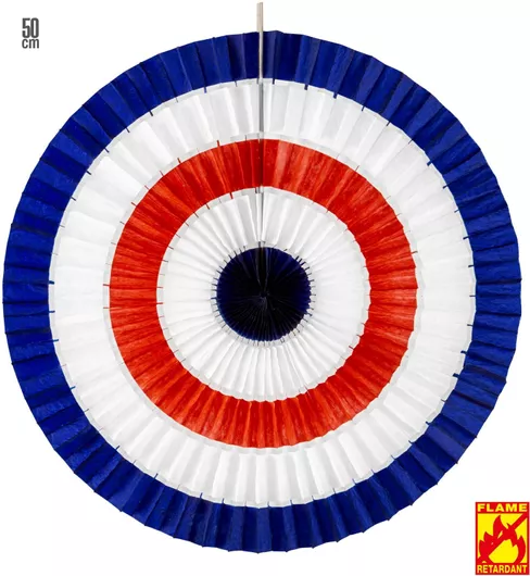 Αποκριάτικο Αξεσουάρ Widmann Διακοσμητικό Tricolor Paper Fan Μπλε/Κόκκινο/Λευκό