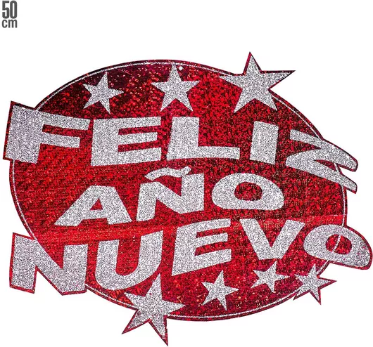 Αποκριάτικο Αξεσουάρ Widmann Διακοσμητικό Διακοσμητικό Holographic Feliz Ano Nuevo 50cm Κόκκινο