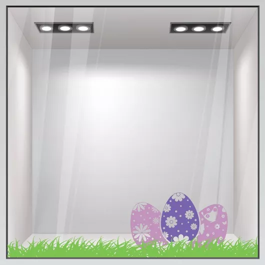 Αυτοκόλλητο Βιτρίνας Sticky Easter 7 Λαχανί/Λιλά/Μωβ