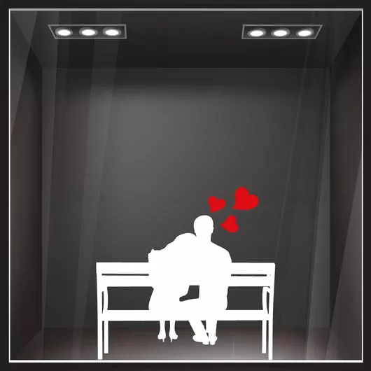 Αυτοκόλλητο Βιτρίνας Ζευγάρι Μικρό Λευκό