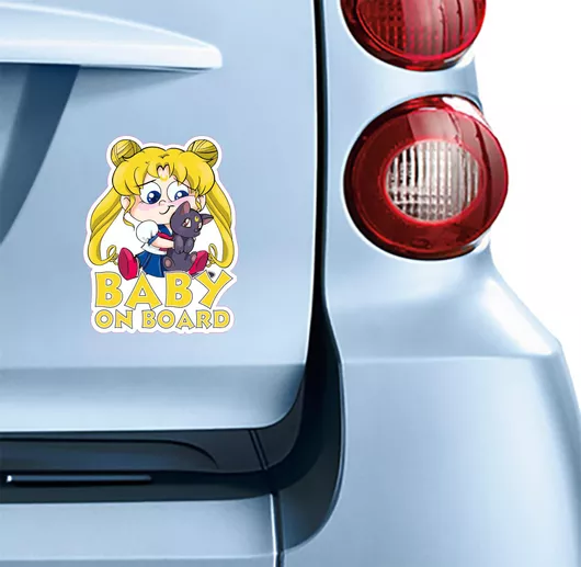 Αυτοκόλλητο Σήμα Αυτοκινήτου Sailor Moon "Baby on Board" 19x14cm