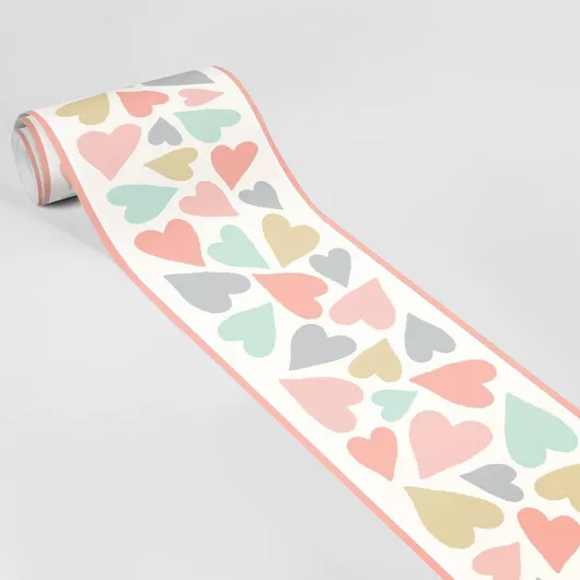 Παιδικό Αυτοκόλλητο Τοίχου Sticky Cute Pastel Hearts Μπορντούρα 100x15cm