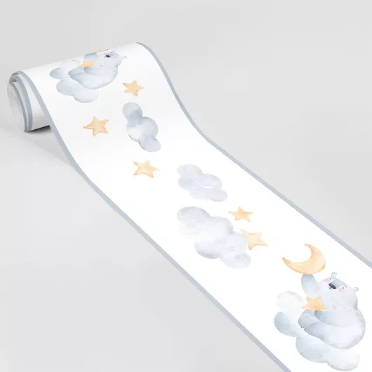 Παιδικό Αυτοκόλλητο Τοίχου Sticky Μπορντούρα Watercolor Polar Bear on Clouds 600x30cm