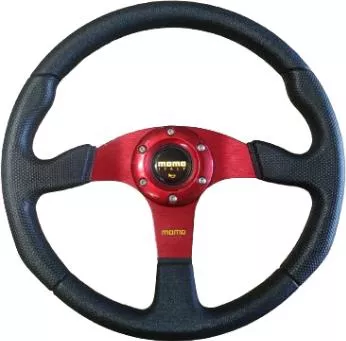 Τιμόνι Momo Τριάκτινο 34cm Μαύρο/Κόκκινο