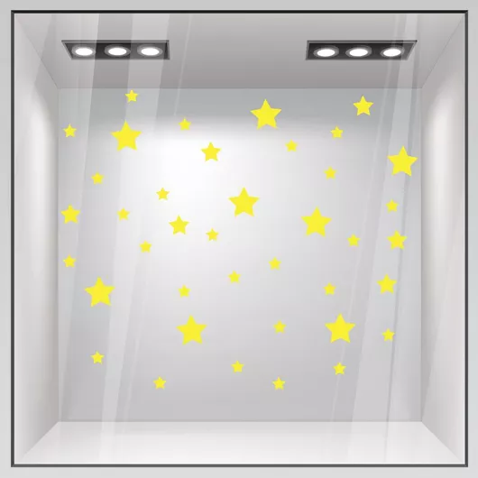 Χριστουγεννιάτικο Αυτοκόλλητο Βιτρίνας Sticky Xmas Stars Κίτρινο