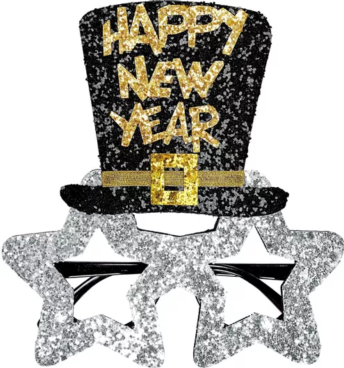 Αποκριάτικο Αξεσουάρ Widmann Γυαλιά Ασημί Happy New Year Ασημί