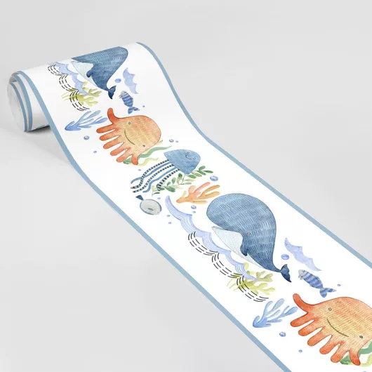 Μπορντούρα Τοίχου Παιδικού Δωματίου Sticky Watercolor Sea Creatures 15x500cm