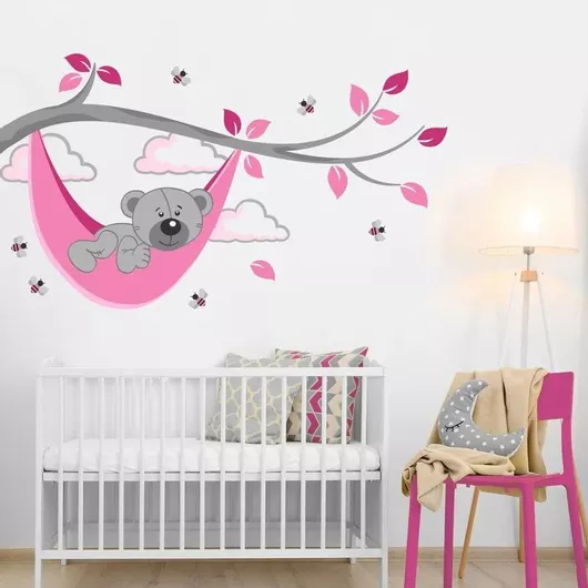 Παιδικό Αυτοκόλλητο Τοίχου Sticky Bear Swing Ροζ