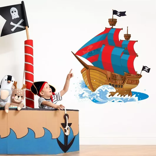 Παιδικό Αυτοκόλλητο Τοίχου Sticky Pirate Ship