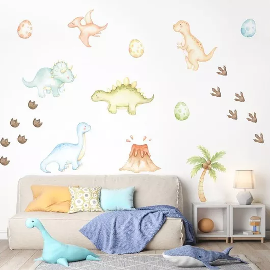 Παιδικό Αυτοκόλλητο Τοίχου Sticky Watercolor Dinosaurs