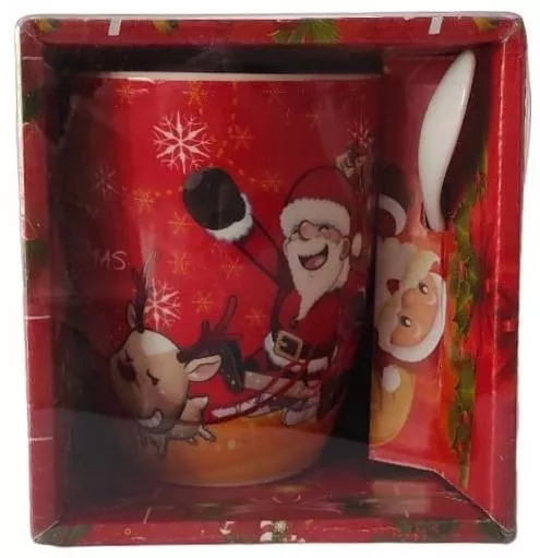 Χριστουγεννιάτικη Κούπα Κεραμική σε Κουτί 330ml Κόκκινο