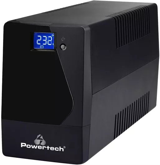 UPS Powertech PT-850LCD Line-Interactive 850VA 510W με 2 Schuko Πρίζες