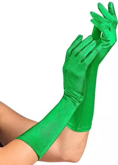 Αποκριάτικο Αξεσουάρ Widmann Γάντια Ενηλίκων Σατέν Ελαστικά 40cm Πράσινο