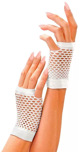 Αποκριάτικο Αξεσουάρ Widmann Γάντια Κοντά με Κομμένα Δάχτυλα Λευκό