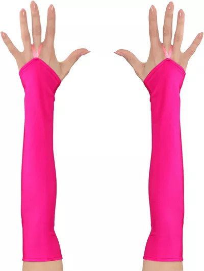 Αποκριάτικο Αξεσουάρ Widmann Γάντια Μακριά με Κομμένα Δάχτυλα Νέον 43cm Ροζ