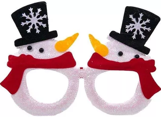 Χριστουγεννιάτικα Γυαλιά με Σχέδιο Χιονάνθρωπος 12x15cm Λευκό