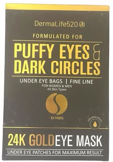 Μάσκα Ματιών Dermalife 520 24Κ Gold Eye Patches Υδρογέλης Σετ 10τμχ